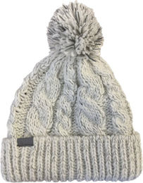 Produktbild von Euroriding Fleece Wintermütze mit Zopfmuster und Pompom reflektierend Größe 54/55