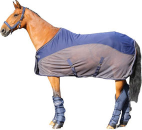 Euroriding Fliegendecke Dry Easy aus Polyester für Pferde in Blau oder Grau – Bild 1 von 2