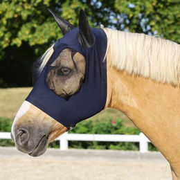 Produktbild von Euroriding Fliegenmaske Lycra Flex für Pferde in Schwarz und Blau XXL