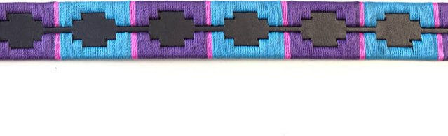 Euroriding Hundehalsband Leder Polo Style Bunt Lila Pink Türkis Größe S 2 cm x 40 cm – Bild 1 von 1