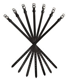 Euroriding Sporenriemen Diamond aus Leder mit Strass-Applikationen in Schwarz – Bild 1 von 2