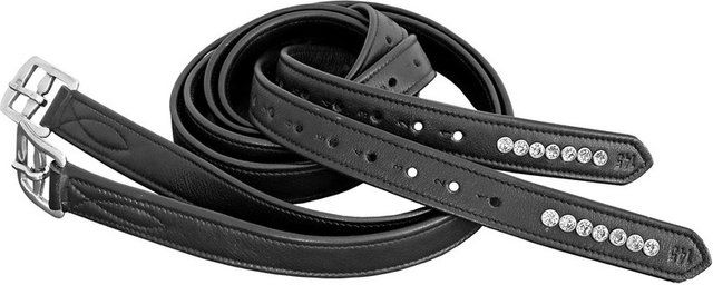 Euroriding Steigbügelriemen British Line mit Glitzer aus Nylon in Schwarz-Silber – Bild 1 von 1