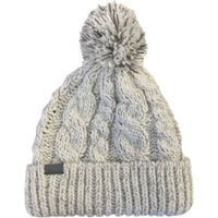 Produktbild von Euroriding Wintermütze mit Zopfmuster und Pompom in Grau reflektierend