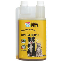 Produktbild von Excellent Pets Omega Boost Haut-Fell-Supplement für Hunde und Katzen, 1 Liter - 1 l