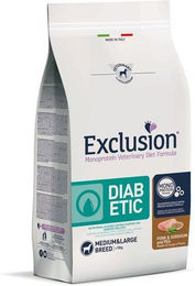 Produktbild von Exclusion Diabetic Hundefutter Schwein Hirse und Erbse für erwachsene Hunde Mittel und Groß
