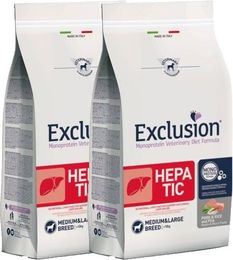 Exclusion Hepatic Veterinärdiät Trockenfutter Schwein Reis und Erbse für Hunde der Rassen Medium und Large Breed 2 x 12 kg – Bild 1 von 1