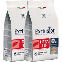 Produktbild von Exclusion Hepatic Veterinärdiät Trockenfutter Schwein Reis und Erbse für Hunde der Rassen Medium und Large Breed 2 x 12 kg