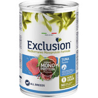 Produktbild von Exclusion Mediterraneo Adult Nassfutter Thunfisch für alle Hundegrößen Monoprotein mit hohem Fleischanteil 6 x 400 g - 6 x 400 g