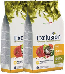 Produktbild von Exclusion Mediterraneo Noble Grain Adult Hundefutter Rind Monoprotein Doppelpack