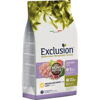 Produktbild von Exclusion Mediterraneo Noble Grain Light Hundefutter Huhn Adult Medium & Large zur Gewichtskontrolle glutenfrei und hypoallergen 12 kg