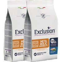 Produktbild von Exclusion Metabolic & Mobility Hundetrockenfutter Schwein & Hanf Doppelpack für erwachsene Hunde mittlerer Rassen zur Gewichtsreduktion und Gelenkunterstützung