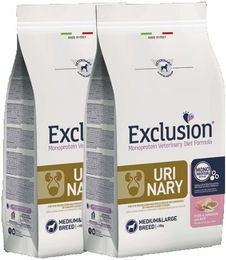 Produktbild von Exclusion Urinary Hundefutter Schwein Hirse und Reis Doppelpack für erwachsene Hunde