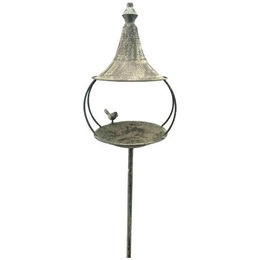 Produktbild von Exner Vogeltränke aus Metall in Grau als Gartenstecker 22x19x143cm