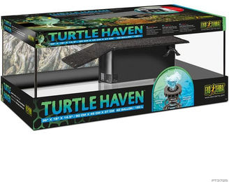 Exo Terra Turtle Haven Aqua-Terrarium für Wasserschildkröten mit Landfläche und Filter in Schwarz und Transparent 90 x 45 x 37 cm – Bild 1 von 5