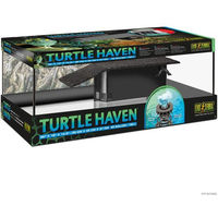 Produktbild von Exo Terra Turtle Haven Aqua-Terrarium für Wasserschildkröten mit Landfläche und Filter in Schwarz und Transparent 90 x 45 x 37 cm