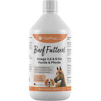 Produktbild von EXVital TierPlus Barf Futteröl für Hunde und Pferde mit Fischöl zur Unterstützung von Haut, Fell und Immunsystem 1000 ml