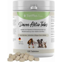 Produktbild von EXVital TierPlus Darm Aktiv Tabletten für Hunde und Katzen Präbiotika Komplex für alle Altersstufen 120 Stück - 120 Stk.