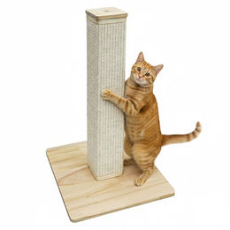 eyepower Kratzbaum Luca Eckige Kratzsäule für Katzen mit Bambus Holzplatte und Sisalstamm Beige 62 cm – Bild 1 von 1