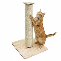 eyepower Kratzbaum Luca für Katzen mit Sisalstamm und Bambus Holzplatte, Beige, 62 cm – Bild 1 von 4