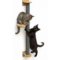 Produktbild von eyepower Luna Wandkratzbaum für Katzen mit Plateau und Sisal Kratzstamm in Grau 102 cm