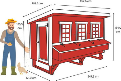 Produktbild von EZ Chicken Home Extra Großer Hühnerstall aus Holz in Rot 3,78 m²