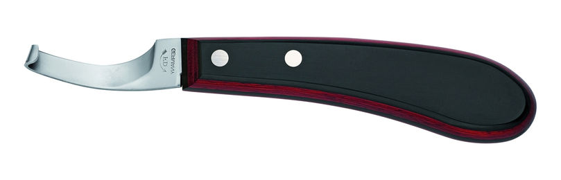 F. Dick Hufmesser Champion-Curved für die Hufpflege mit Schichtholzgriff und 65 mm Carbonstahlklinge links gekräpft kurz-schmal – Bild 1 von 3