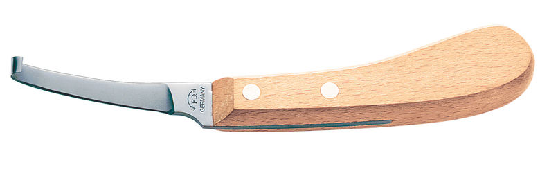 Produktbild von F. DICK Hufmesser ECONOMIC Rechts-Lang-Schmal mit Buchenholzgriff und Carbonstahl Klinge 78 mm - 1 Stk.
