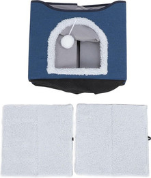 Produktbild von Faltbares Katzenhaus 2-lagig navy blau
