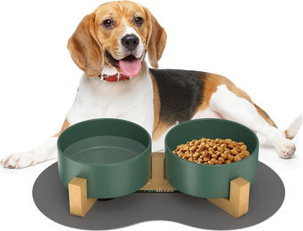 Produktbild von Fantictas Napf-Set Doppelnapf-Set mit Bambusständer, Keramiknäpfen