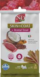 Produktbild von FARMINA N&amp;D Quinoa Dental Treat Skin Coat Duck Mini 60 g (7 szt) Zahnpflege-Leckerli für kleine Hunderassen