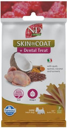 Produktbild von FARMINA N&amp;D Quinoa Dental Treat Skin Coat Quail Mini 60 g (7 szt) dentale Leckerei für kleine Hunderassen