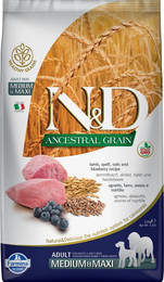 Produktbild von Farmina N&D Ancestral Grain Adult Medium & Maxi mit Lamm & Heidelbeere - 2 x 12 kg