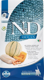 Produktbild von Farmina N&D Ocean Kitten Trockenfutter mit Kabeljau, Garnele, Kürbis & Melone - 1,5 kg