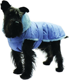 Produktbild von Fashion Dog Hundemantel Hunde-Steppmantel mit Kunstpelz-Futter, Azzurro, 27 cm