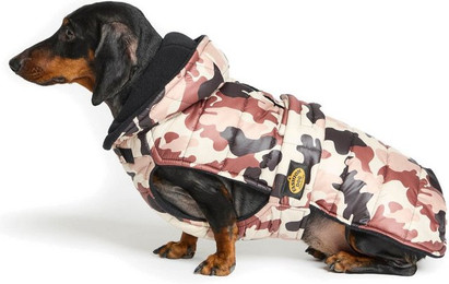 Produktbild von Fashion Dog Hundemantel Steppmantel für Dackel mit Kapuze - Camouflage