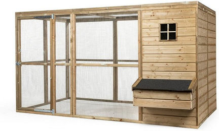 FATMOOSE Hühnerstall HappyHen House mit raubtiersicherem Auslauf - Massivholz Hühnerhaus, Handgefertigtes Premium Produkt mit Legenest für Familien – Bild 1 von 5