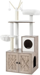 Produktbild von FEANDREA 2-in-1 Kratzbaum mit Katzenklo-Schrank