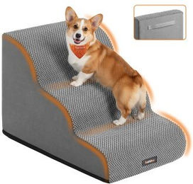 FEANDREA Hundetreppe, 2/3/4Stufen, Waffelcord, wasserdicht, rutschfest, abnehmbarer waschbarer Bezug L – Bild 1 von 3