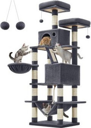 Produktbild von FEANDREA Katzenbaum 168cm mit Kratzsäulen und Kippschutz dunkelgrau