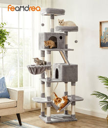 FEANDREA Katzenbaum XXL 206cm Kratzsäulen hellgrau – Bild 1 von 3
