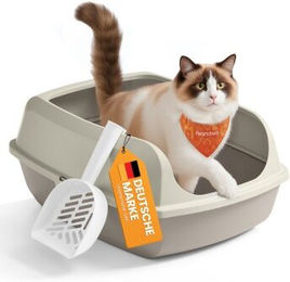 Produktbild von FEANDREA Katzenklo mit hohen Seitenwänden, offene Katzentoilette, mit Schaufel