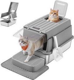 Produktbild von FEANDREA Katzentoilette, Edelstahl,taubengrau