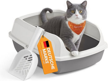 FEANDREA Katzentoilette, Katzenklo mit hohen Seitenwänden, offene Katzentoilette, mit Schaufel – Bild 1 von 5