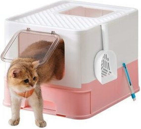 Produktbild von FEANDREA Katzentoilette, mit Deckel weiß-pastellrosa