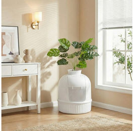 FEANDREA Katzentoilette, mit Tür, Blumentopf, verstecktes Katzenklo für Wohnzimmer, mit Filter – Bild 1 von 5