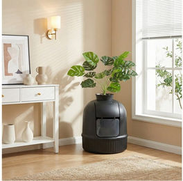 FEANDREA Katzentoilette, mit Tür, Blumentopf, verstecktes Katzenklo für Wohnzimmer, mit Filter – Bild 1 von 5