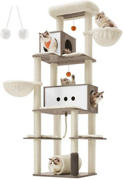 Produktbild von FEANDREA Kratzbaum 197cm Katzenbaum XXL mehrstöckig mit Tunnel und Katzenbürste