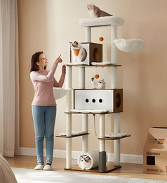 Produktbild von FEANDREA Kratzbaum 197cm Katzenbaum XXL mit Tunnel und Katzenbürste