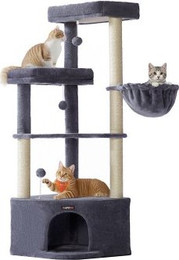 Produktbild von FEANDREA Kratzbaum für Raumecke mit großer Kuschelhöhle dunkelgrau