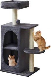 Produktbild von FEANDREA Kratzbaum mit 2 Höhlen, für Mehrkatzenhaushalte dunkelgrau
